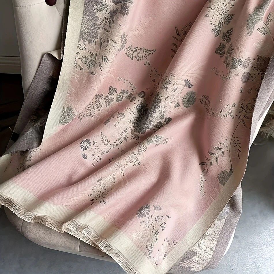 Bohemian-style Faux Cashmere Shawl Scarf, Soft, Warm, and Stylish for Autumn and Winter(GREEN) - Image 4