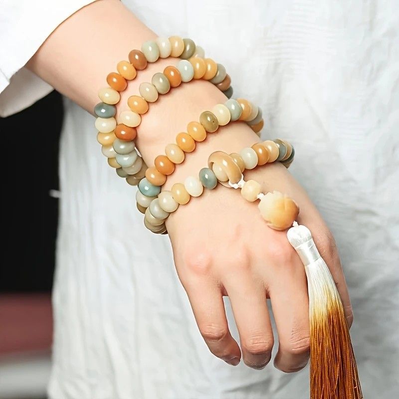 108 Bodhi Root Bracelet, 8mm Sutra-Worn Multi-Loop Long Beads, Zen Meditation Buddhist Prayer Beads - Image 1