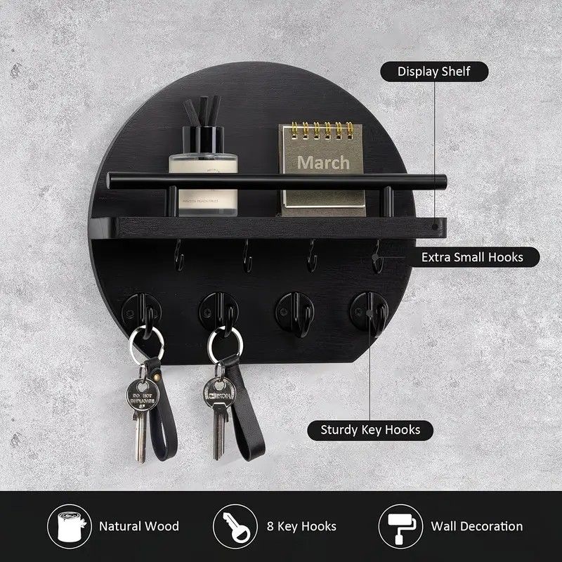 Handcrafted wooden wall organizer with partitioned storage and multifunctional use, easily creating a tidy and stylish entryway./GREY - Image 5