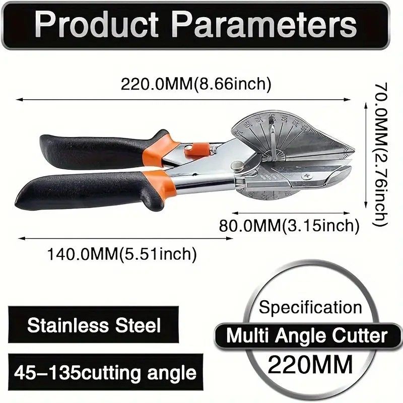 Multi-Angle Cutting Shear, Woodworking Precision Tool, 135-Degree Adjustable, Imported Steel, DIY & Trim Finishing Tool - Image 5