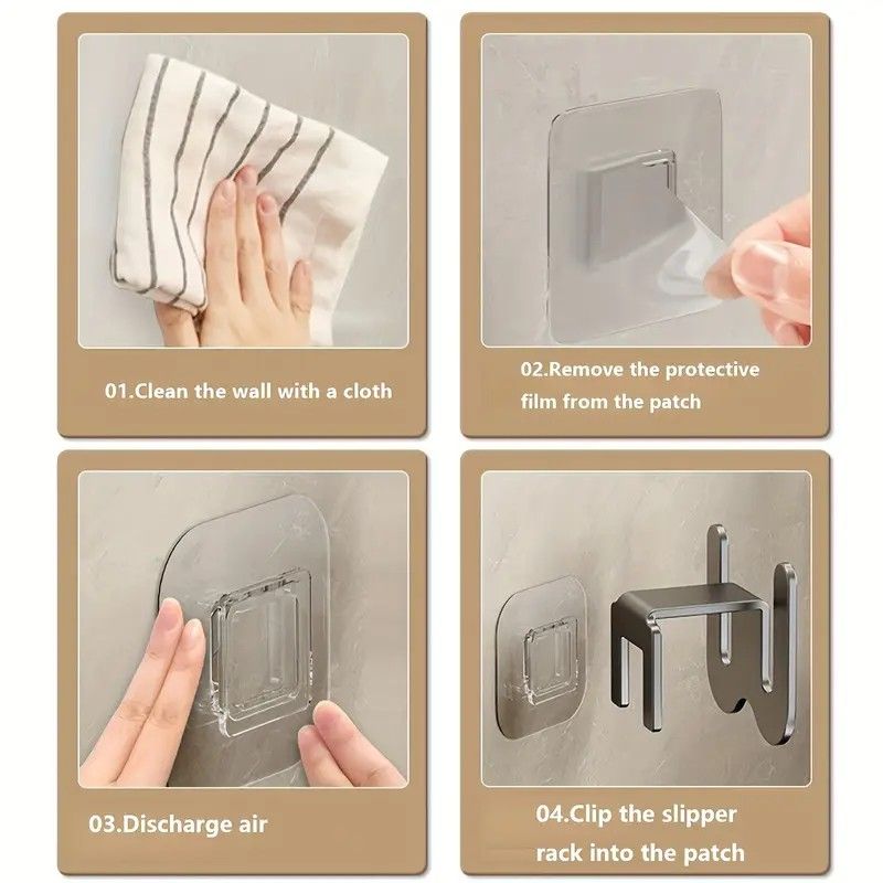 2-Pack Gun Gray No-Drill Slipper Rack, Space-Saving Wall Storage, Ideal for Dry & Tidy Bathrooms - Image 6