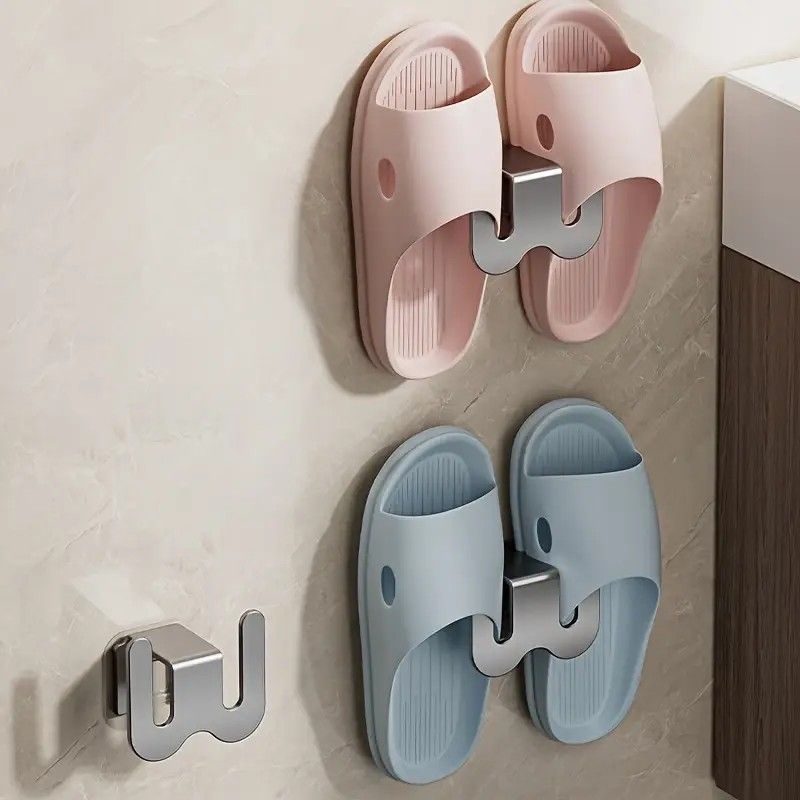 2-Pack Gun Gray No-Drill Slipper Rack, Space-Saving Wall Storage, Ideal for Dry & Tidy Bathrooms - Image 8