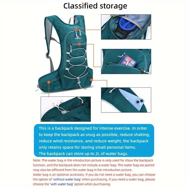 Lightweight Trail Running Hydration Backpack, Cycling Hiking Mountaineering Backpack, Night-Reflective Breathable Design(Lake green) - Image 6