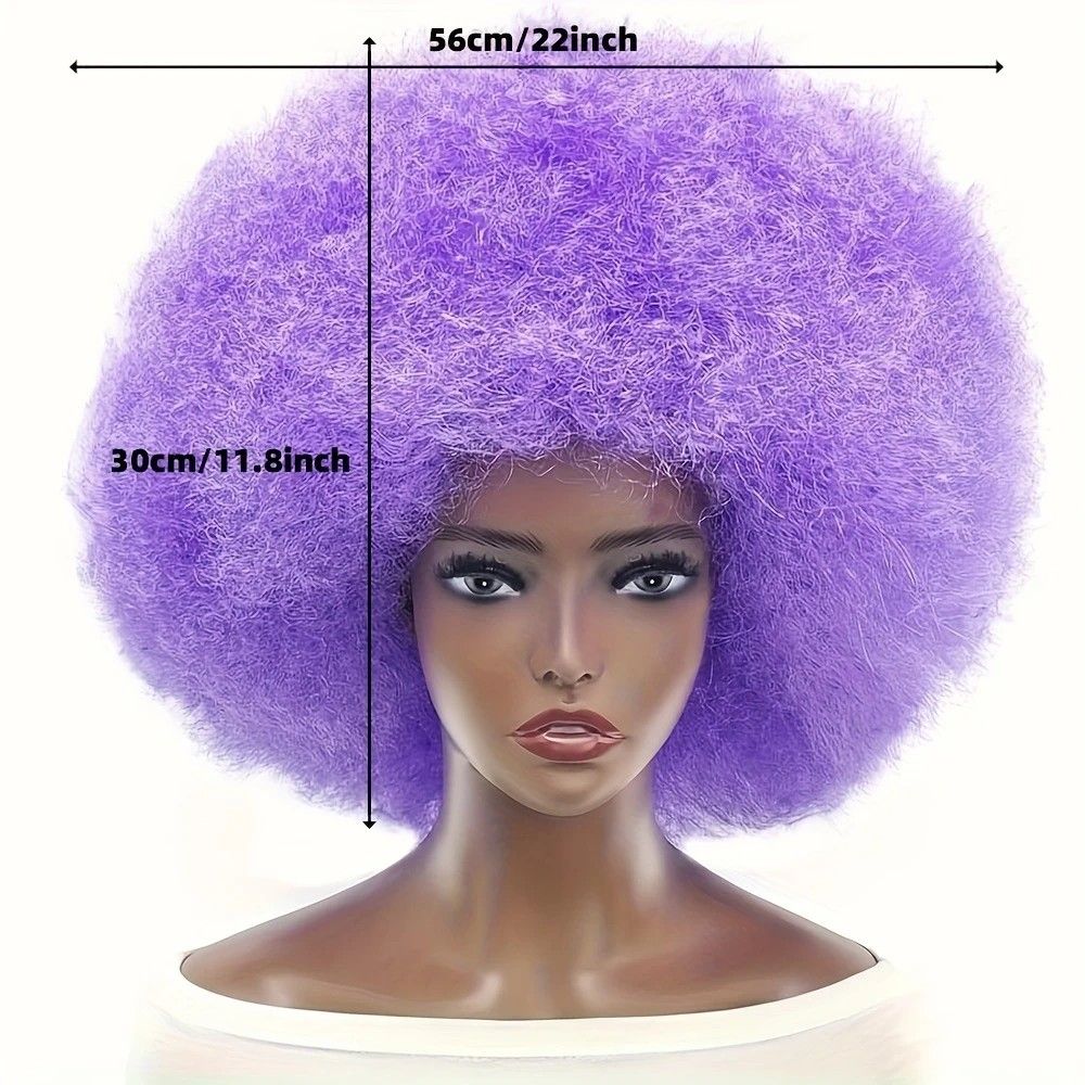 70s Fun Big Elastic Fluffy Afro Wig - High-quality Synthetic Short Curly Twisted Braid Wig for Cosplay and Daily Parties - Premium Fashion Wig（rose) - Image 8