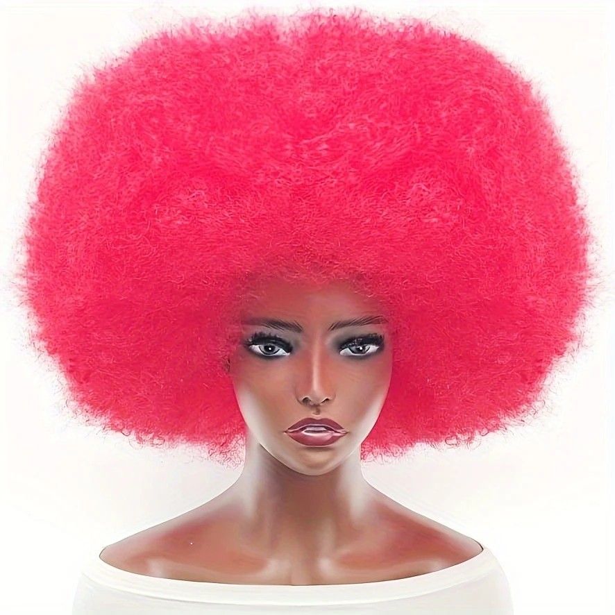 70s Fun Big Elastic Fluffy Afro Wig - High-quality Synthetic Short Curly Twisted Braid Wig for Cosplay and Daily Parties - Premium Fashion Wig（GREEN) - Image 5