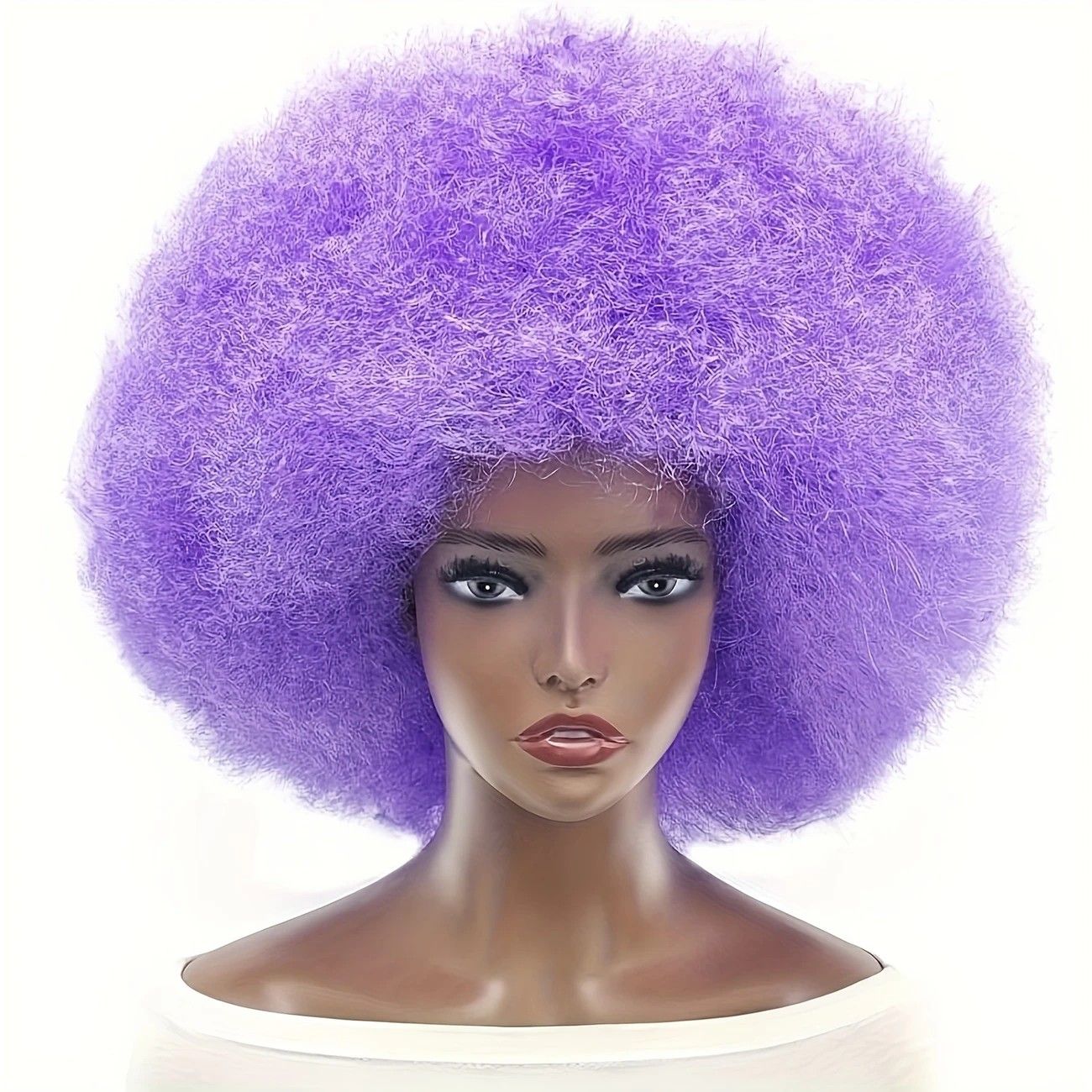 70s Fun Big Elastic Fluffy Afro Wig - High-quality Synthetic Short Curly Twisted Braid Wig for Cosplay and Daily Parties - Premium Fashion Wig（purple) - Image 1