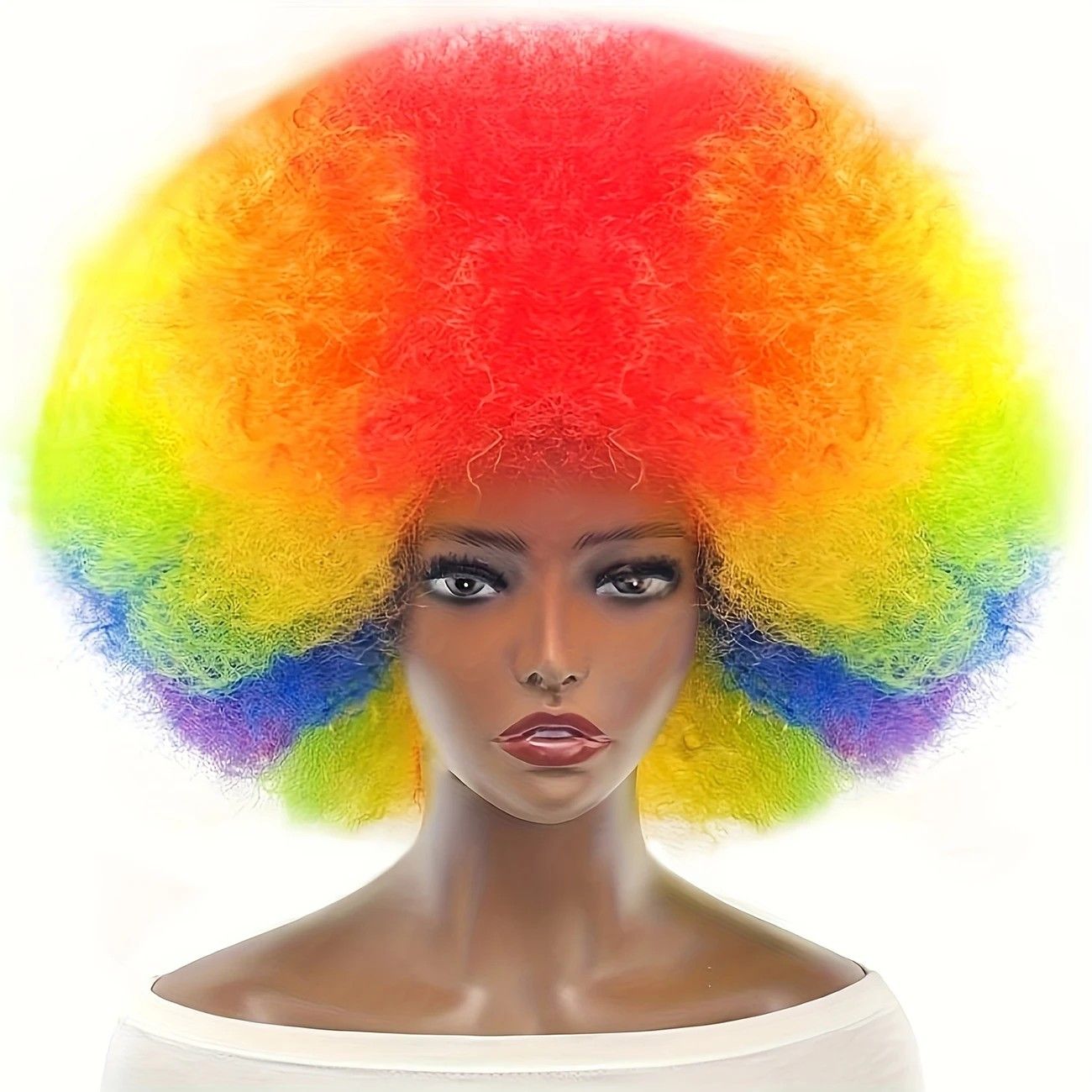 70s Fun Big Elastic Fluffy Afro Wig - High-quality Synthetic Short Curly Twisted Braid Wig for Cosplay and Daily Parties - Premium Fashion Wig（multicoloured) - Image 1