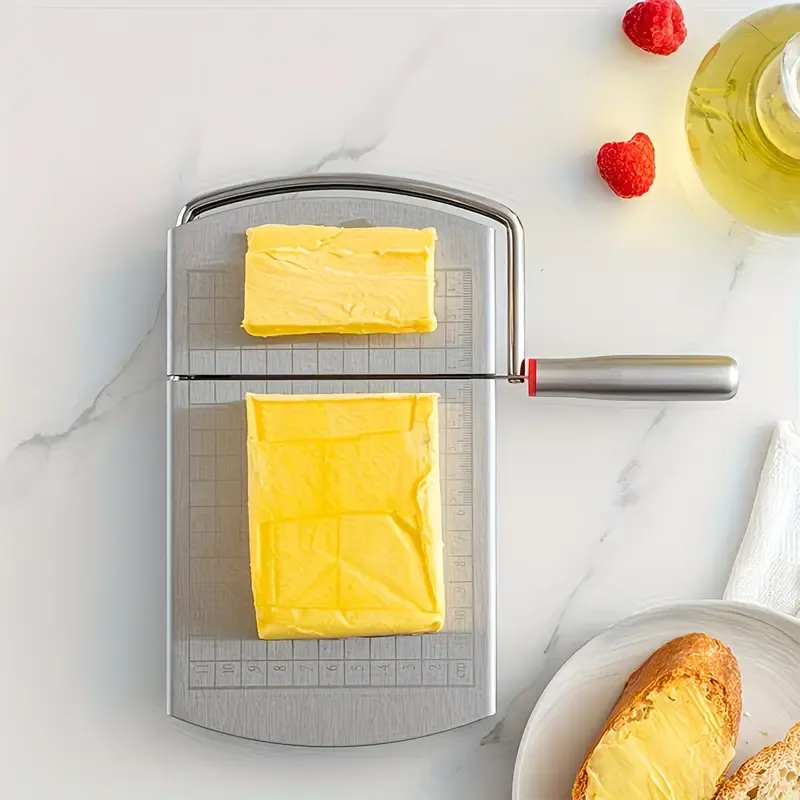 Stainless steel multi-function slicer, precise for even slicing, silicone suction cup for anti-slip stability, sharp blade for smooth cutting, a practical kitchen and baking tool - Image 2
