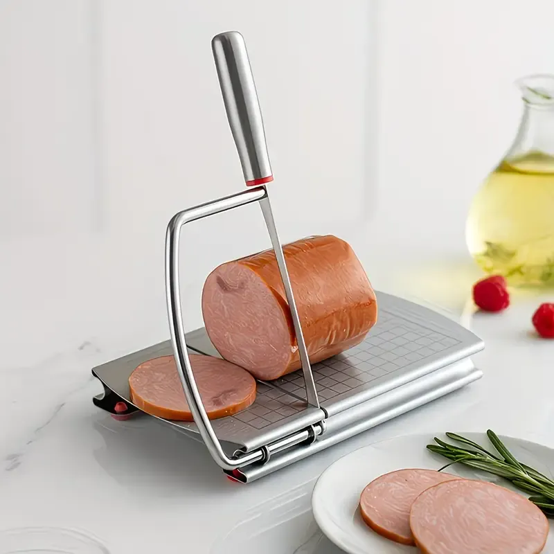 Stainless steel multi-function slicer, precise for even slicing, silicone suction cup for anti-slip stability, sharp blade for smooth cutting, a practical kitchen and baking tool - Image 3