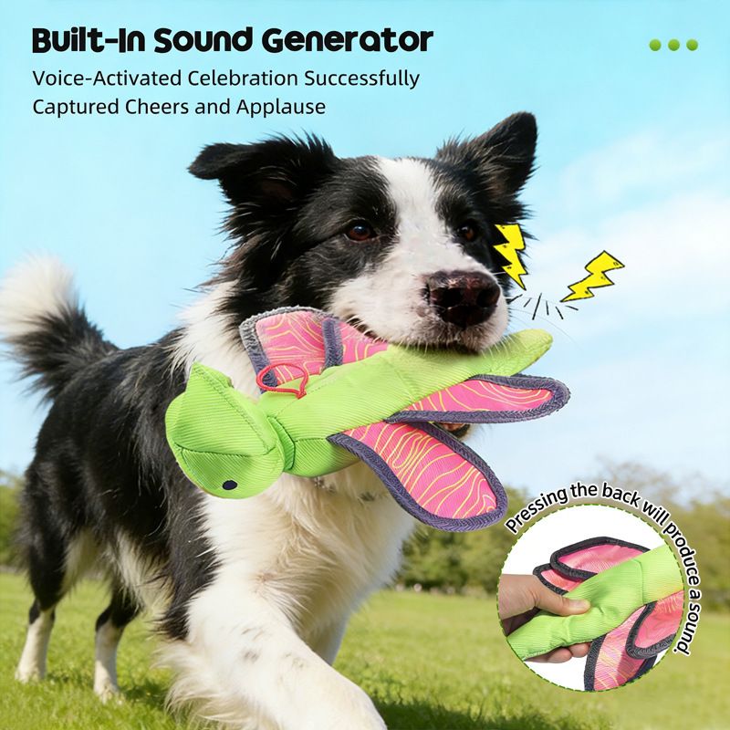 Bouncy Flying Bug (Captain Dragonfly) Pet Interactive Toy: Launch and Sound Effects with 360° Rotation, Bite-Resistant Oxford Fabric for Fun Between Pets and Owners - Image 2