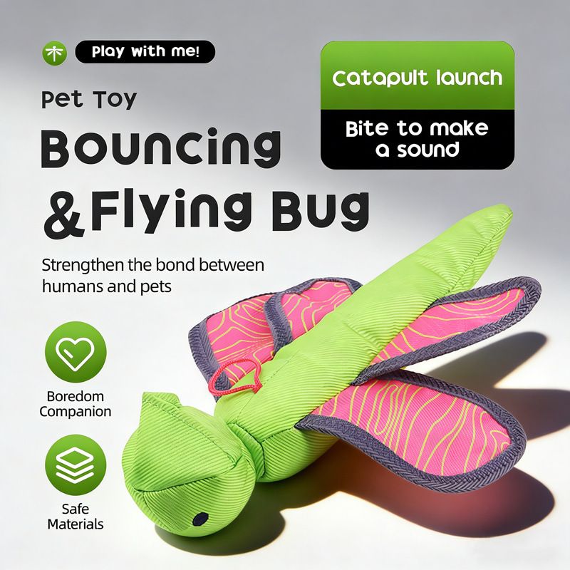 Bouncy Flying Bug (Captain Dragonfly) Pet Interactive Toy: Launch and Sound Effects with 360° Rotation, Bite-Resistant Oxford Fabric for Fun Between Pets and Owners - Image 4