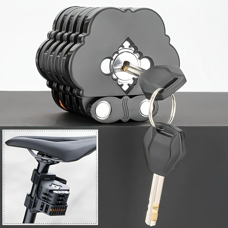 Best-selling Baota Folding Lock Alloy Steel Anti-Hydraulic Cutting 840mm Extended Chain Waterproof & Rustproof Portable Lock  Universal Anti-Theft Device for Bicycles, E-Bikes & Motorcycles - Image 1