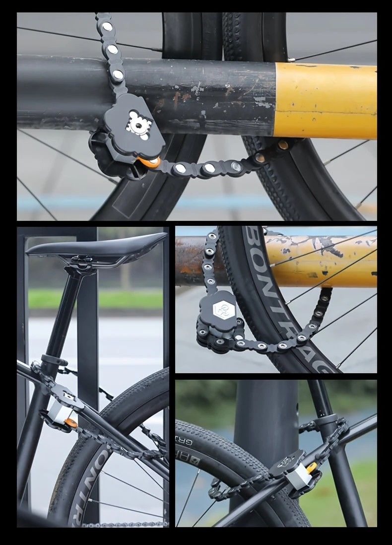 Best-selling Baota Folding Lock Alloy Steel Anti-Hydraulic Cutting 840mm Extended Chain Waterproof & Rustproof Portable Lock  Universal Anti-Theft Device for Bicycles, E-Bikes & Motorcycles - Image 4