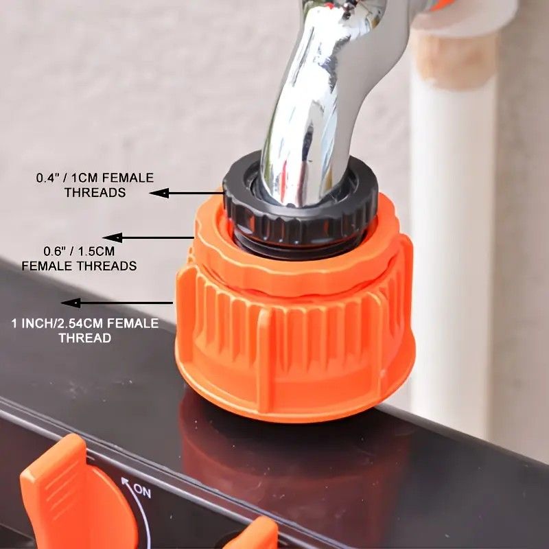 4-Way Independent Valve Garden Hose Splitter: Leak-Proof Faucet Connector, All-in-One for Watering, Car Washing and Sprinkler Systems, Essential Outdoor Tool for Efficient Water Saving/orange - Image 4