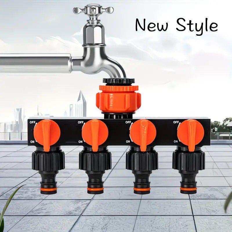 4-Way Independent Valve Garden Hose Splitter: Leak-Proof Faucet Connector, All-in-One for Watering, Car Washing and Sprinkler Systems, Essential Outdoor Tool for Efficient Water Saving/orange - Image 6