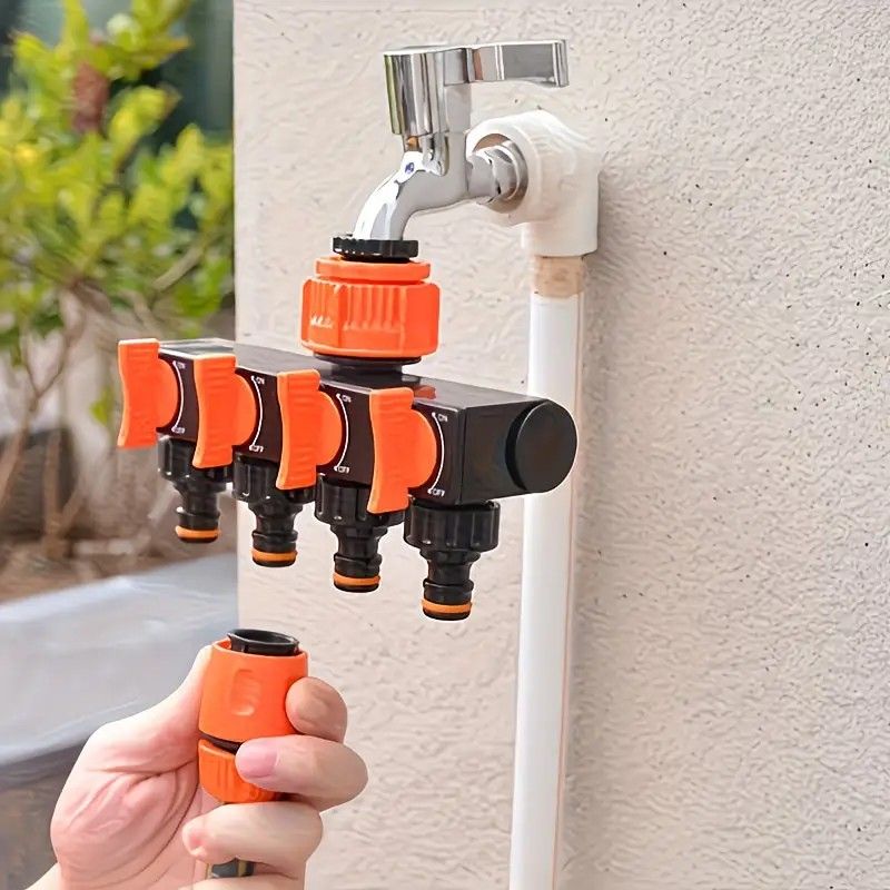 4-Way Independent Valve Garden Hose Splitter: Leak-Proof Faucet Connector, All-in-One for Watering, Car Washing and Sprinkler Systems, Essential Outdoor Tool for Efficient Water Saving/orange - Image 7