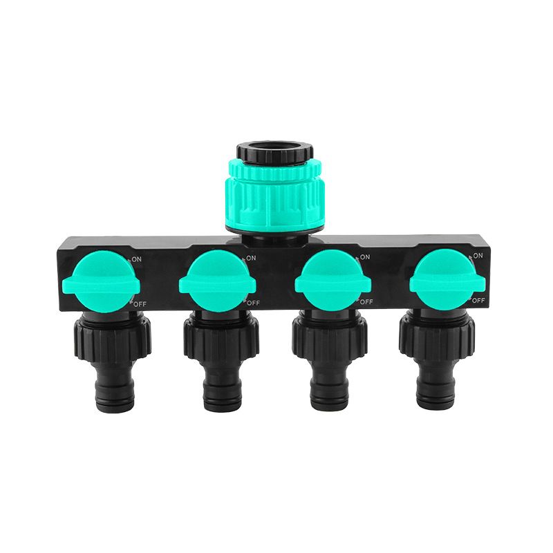 4-Way Independent Valve Garden Hose Splitter: Leak-Proof Faucet Connector, All-in-One for Watering, Car Washing and Sprinkler Systems, Essential Outdoor Tool for Efficient Water Saving/acid blue - Image 1