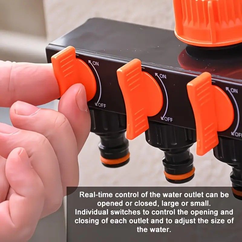 4-Way Independent Valve Garden Hose Splitter: Leak-Proof Faucet Connector, All-in-One for Watering, Car Washing and Sprinkler Systems, Essential Outdoor Tool for Efficient Water Saving/acid blue - Image 5