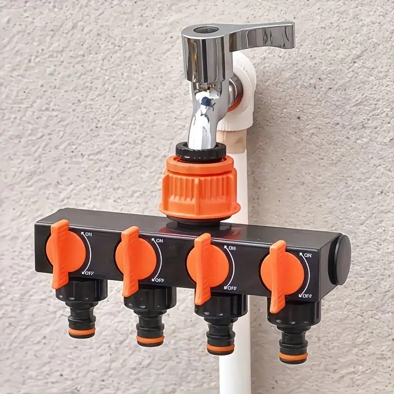 4-Way Independent Valve Garden Hose Splitter: Leak-Proof Faucet Connector, All-in-One for Watering, Car Washing and Sprinkler Systems, Essential Outdoor Tool for Efficient Water Saving/acid blue - Image 8