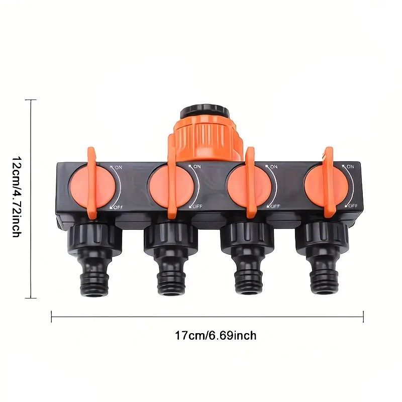 4-Way Independent Valve Garden Hose Splitter: Leak-Proof Faucet Connector, All-in-One for Watering, Car Washing and Sprinkler Systems, Essential Outdoor Tool for Efficient Water Saving/YELLOW - Image 6