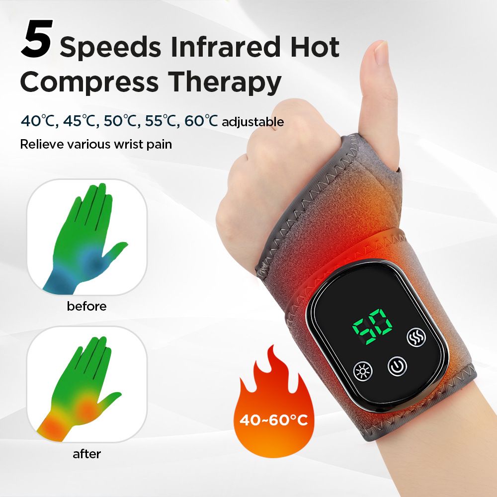 Electric Wrist Heating Massager - Infrared Heat Therapy + Vibration Massage, Rechargeable & Temperature Adjustable - Image 1