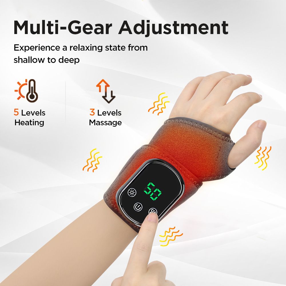 Electric Wrist Heating Massager - Infrared Heat Therapy + Vibration Massage, Rechargeable & Temperature Adjustable - Image 2