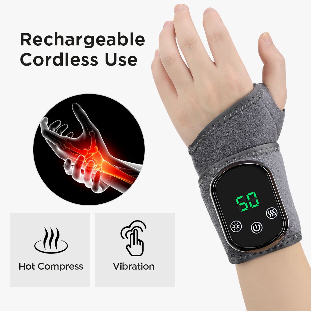Electric Wrist Heating Massager - Infrared Heat Therapy + Vibration Massage, Rechargeable & Temperature Adjustable - Image 3