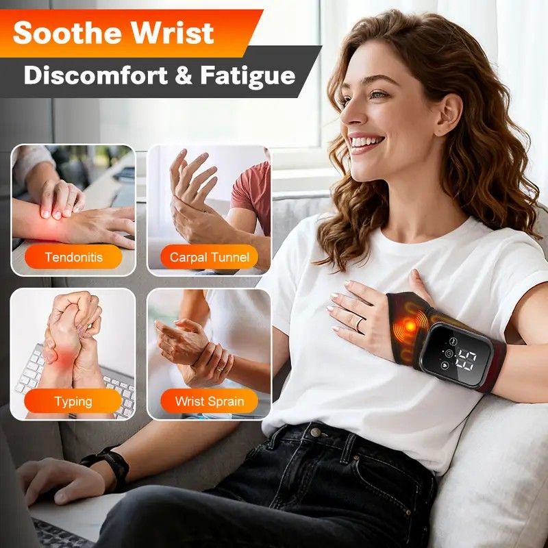 Heated Wrist Massager with Infrared Therapy - 3 Heat & 3 Vibration Levels, Rechargeable, Ergonomic Design - Image 7
