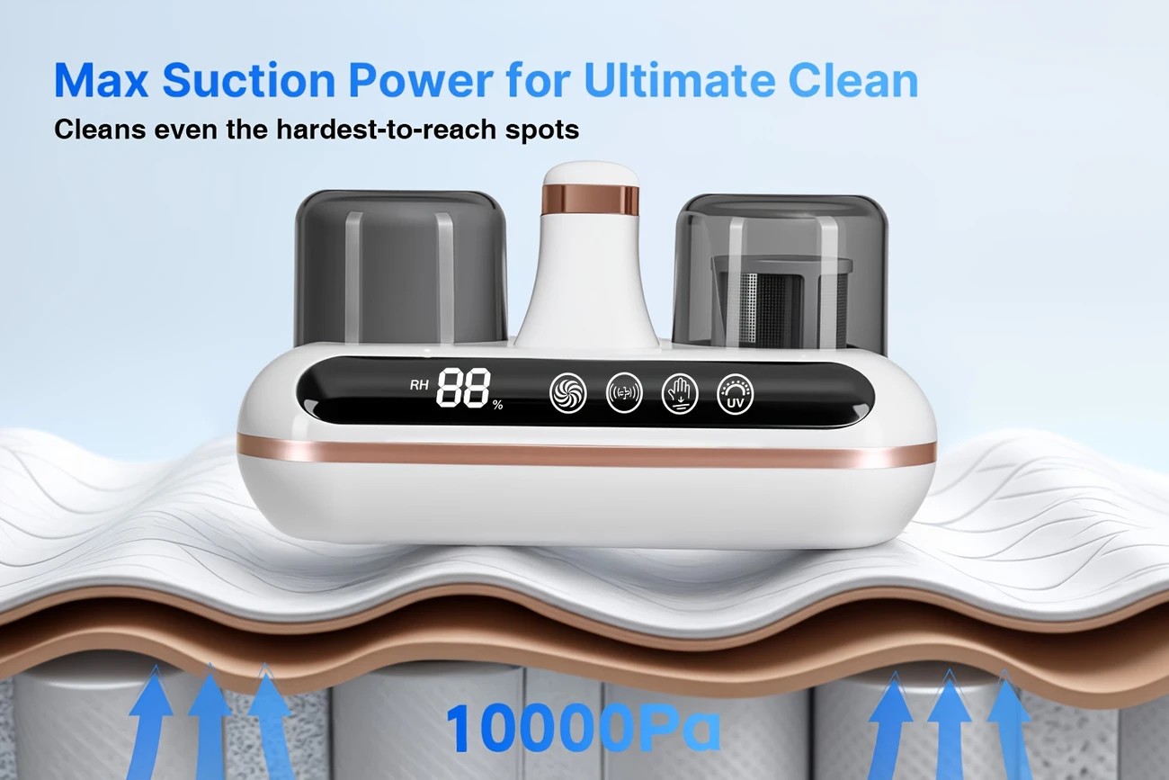 Wireless Intelligent Anti-Mite Cleaner: 10000Pa Super Suction, Dual Washable Dust Cups - Image 7