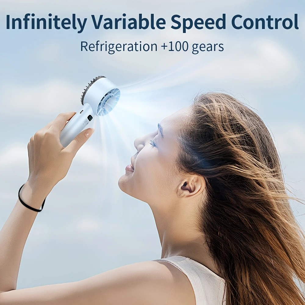 White Hurricane Ice-Bag High-Speed Fan｜100-Speed Adjustable, Second-Level Cooling, Lightweight and Portable Summer Travel Essential - Image 4