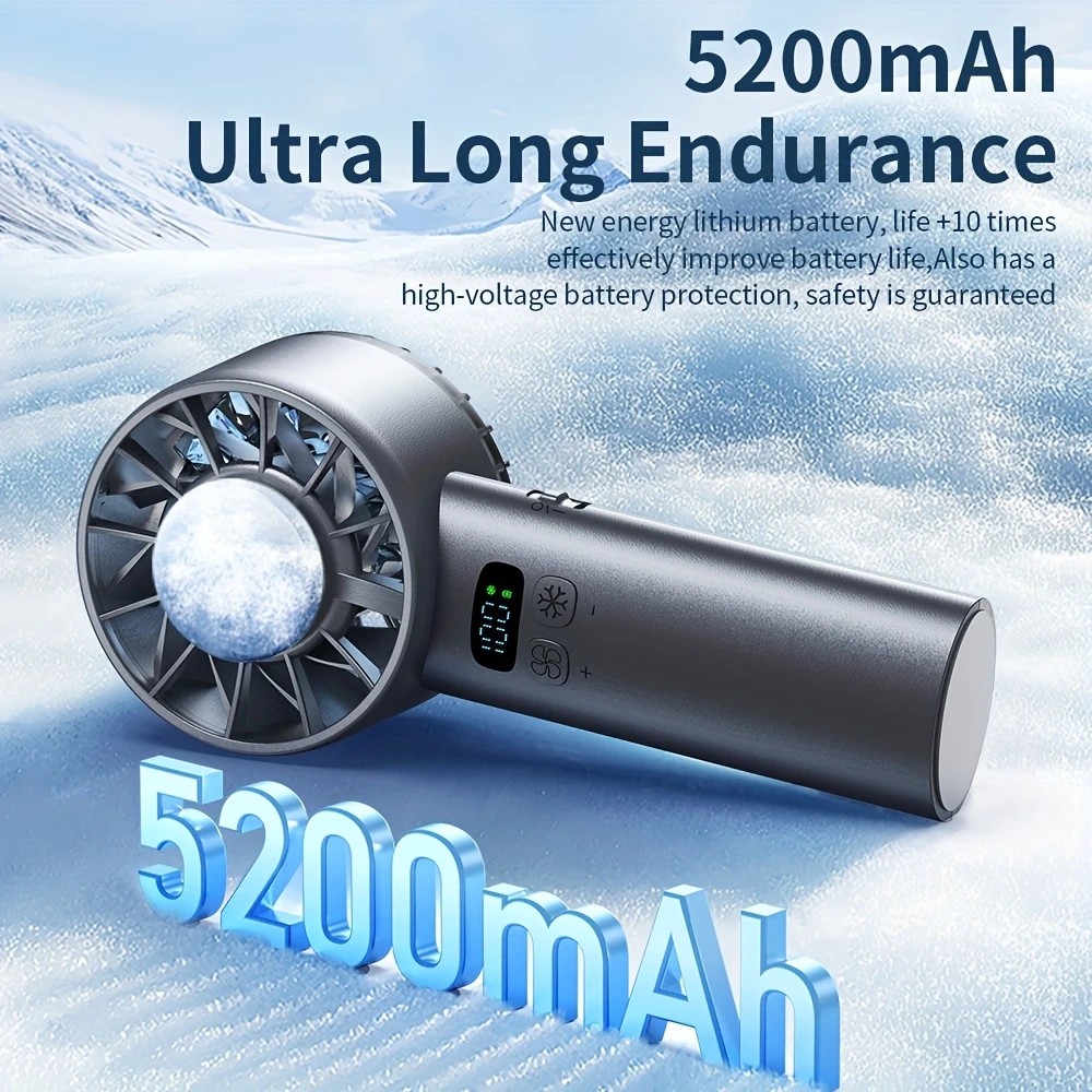 White Hurricane Ice-Bag High-Speed Fan｜100-Speed Adjustable, Second-Level Cooling, Lightweight and Portable Summer Travel Essential - Image 7