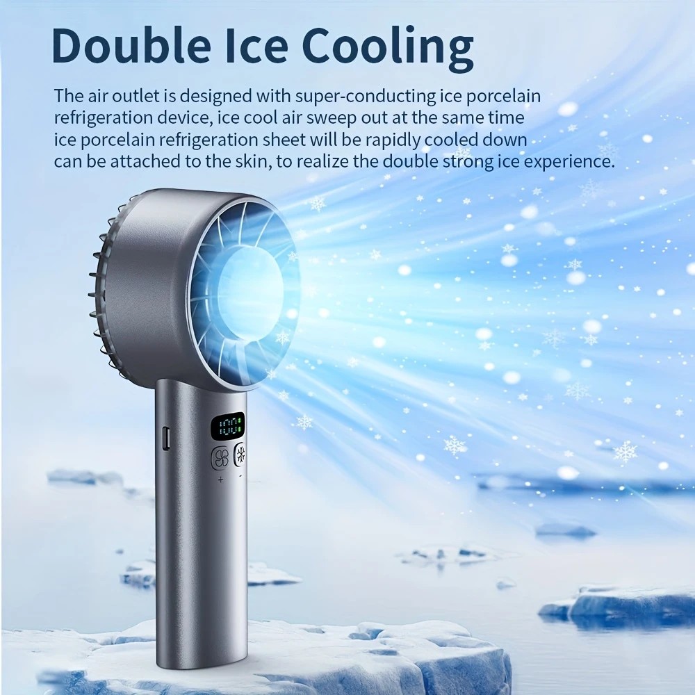 BLUE Hurricane Ice-Bag High-Speed Fan｜100-Speed Adjustable, Second-Level Cooling, Lightweight and Portable Summer Travel Essential - Image 8