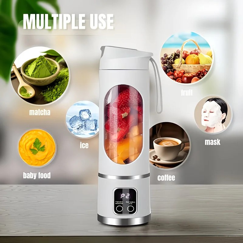 （Green)Portable USB Charging Blender & Juicer - Easy to Clean, Suitable for Fruit and Vegetable Drinks, Smoothies - Capacity Ranging from 10.14 oz to 16.91 oz - Image 2