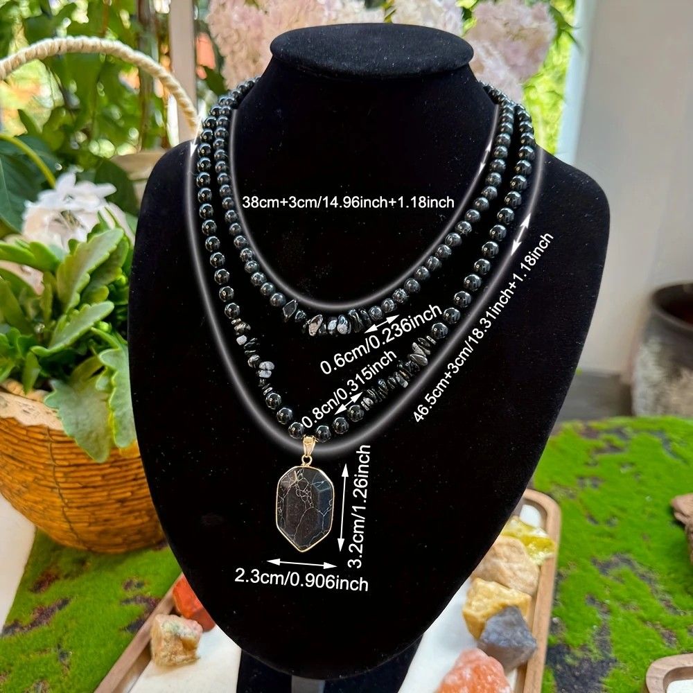 Vintage Double-Layer Hand-Strung Turquoise Necklace, Bohemian-Style Crackle Pendant for Protection and Elegance - Image 5
