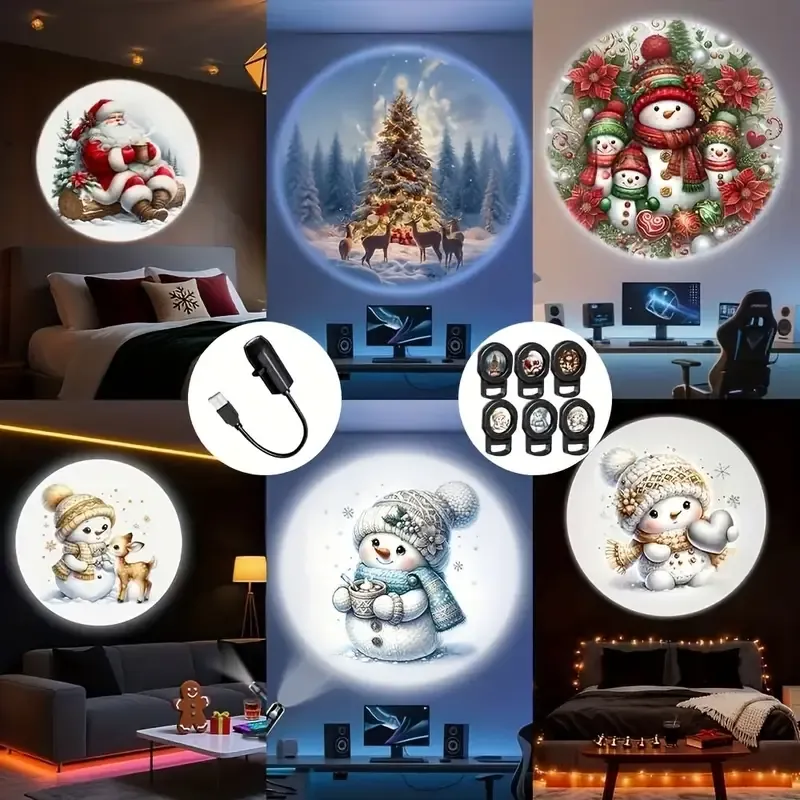 Christmas LED Projection Night Light | Six-Pattern Ambiance Projection Lamp, Plug-and-Play USB Lights Up a Healing Fairy-Tale Night - Image 5