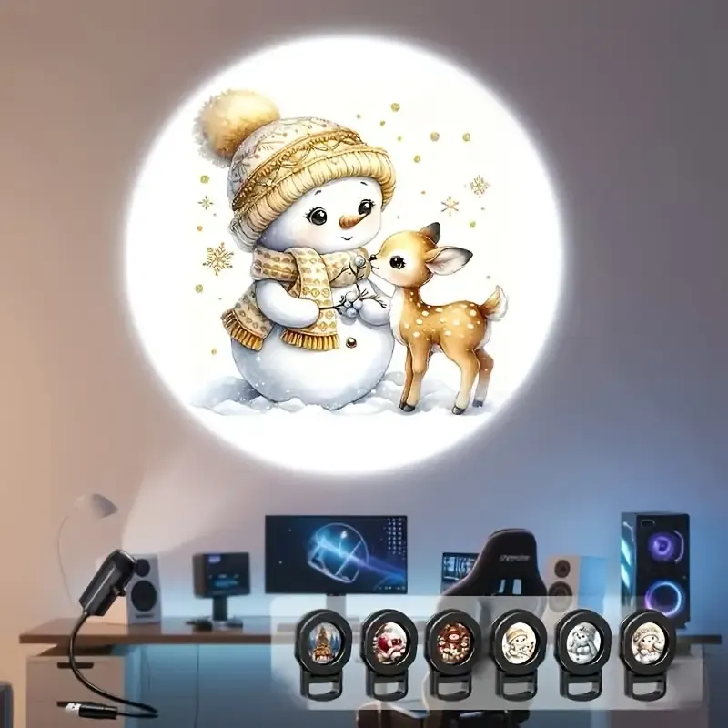 Christmas LED Projection Night Light | Six-Pattern Ambiance Projection Lamp, Plug-and-Play USB Lights Up a Healing Fairy-Tale Night - Image 7