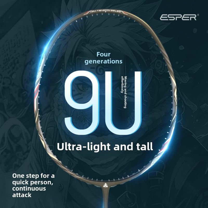 ESPER Explorer Fourth Generation Badminton Racket 58g 9U All-Around Full Carbon Fiber Fish Scale Armor G6 Lightweight Racket(BLUE) - Image 7