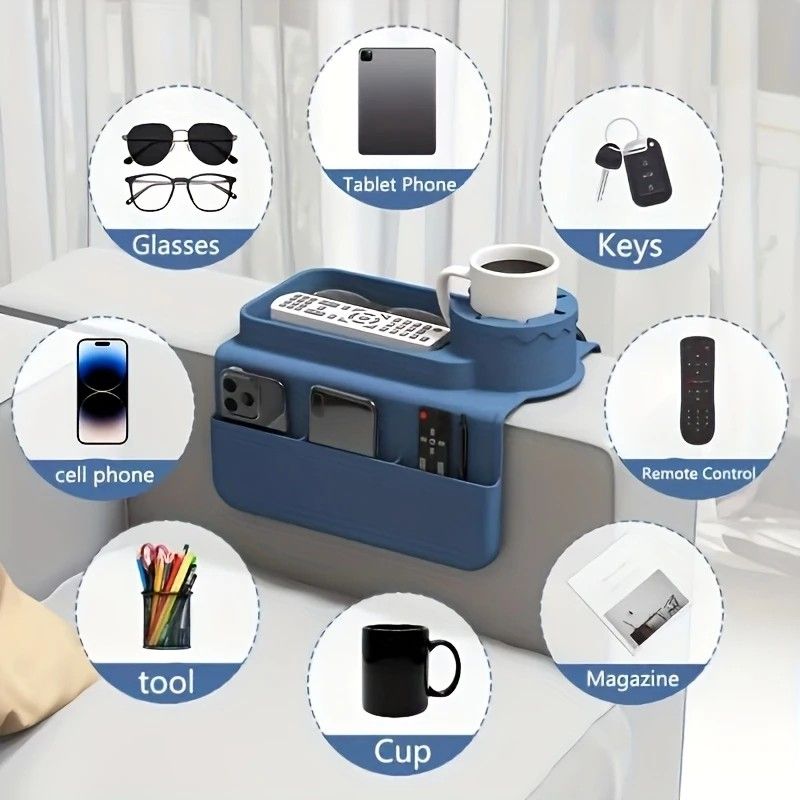 Sofa Cup Holder for Home & Dorm, Armrest Tray Multifunctional Creative Cup Rack, Perfect Thoughtful Holiday Gift for Family.grey - Image 4