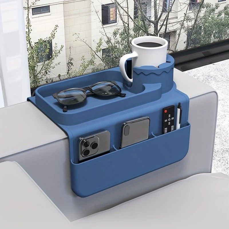 Sofa Cup Holder for Home & Dorm, Armrest Tray Multifunctional Creative Cup Rack, Perfect Thoughtful Holiday Gift for Family.BLUE - Image 1