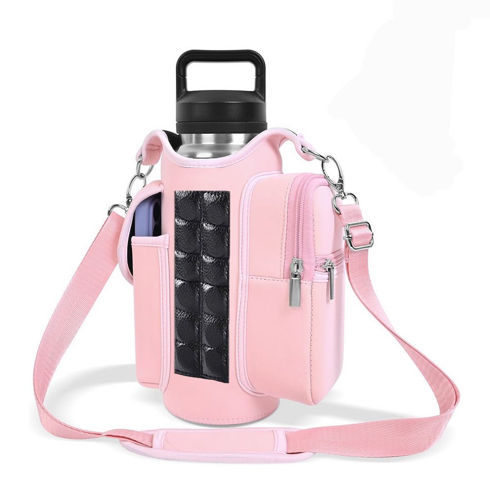 Double Row 12 Magnet Sports Water Bottle Bag: Magnetic attachment stays rock-solid, multi-scenario compatibility frees your hands, thickened wear-resistant fabric with thoughtful details, making sports and travel worry-free and efficient./PINK - Image 1