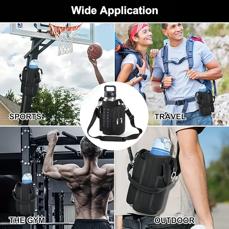 Black Double Row 12 Magnet Sports Water Bottle Bag: Magnetic attachment stays rock-solid, multi-scenario compatibility frees your hands, thickened wear-resistant fabric with thoughtful details, making sports and travel worry-free and efficient./BLACK - Image 6
