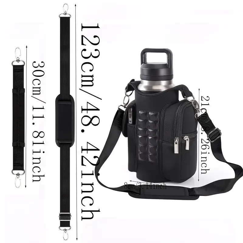Black Double Row 12 Magnet Sports Water Bottle Bag: Magnetic attachment stays rock-solid, multi-scenario compatibility frees your hands, thickened wear-resistant fabric with thoughtful details, making sports and travel worry-free and efficient./BLACK - Image 8