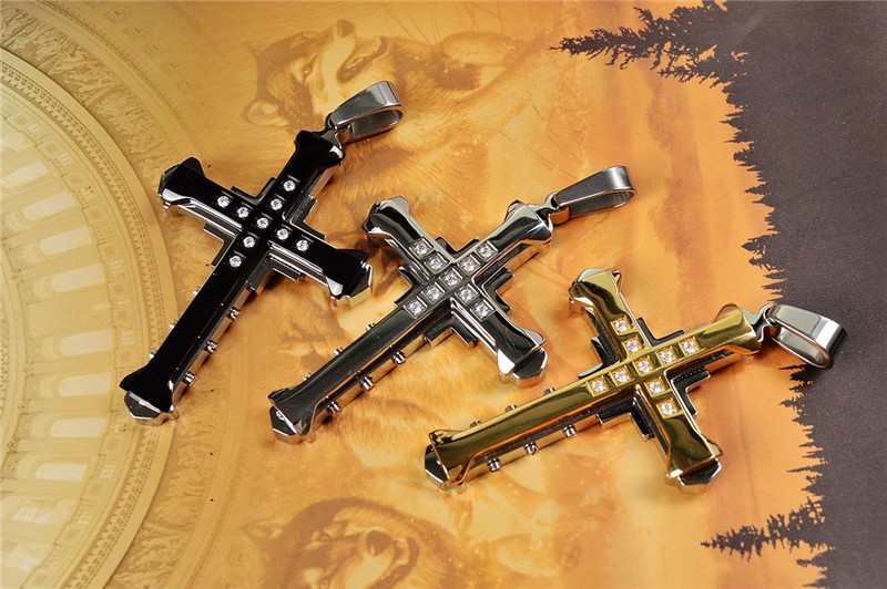 2PCS  Luxurious Rhinestone Cross Necklace, Unisex, Guarding Faith with Cool Shine for Holidays and Daily Wear.silver - Image 7