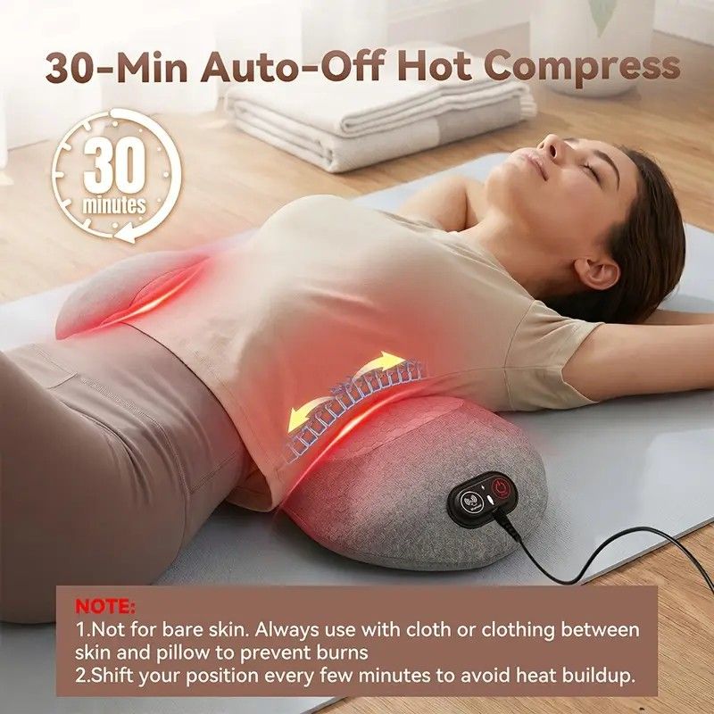 Graphene Heating Vibration Lumbar Massager, 3 in 1 Back Cushion, Lumbar Support + Massage & Heat Therapy, Deep Relaxation for a Warm Sleep - Image 1