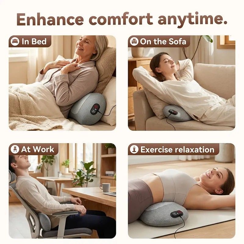 Graphene Heating Vibration Lumbar Massager, 3 in 1 Back Cushion, Lumbar Support + Massage & Heat Therapy, Deep Relaxation for a Warm Sleep - Image 8