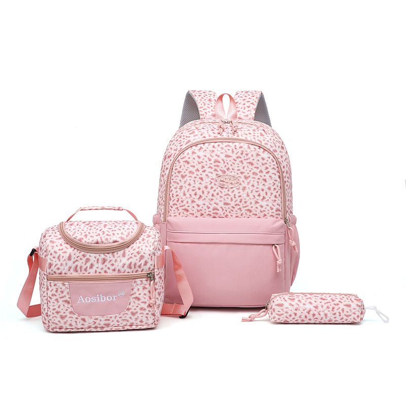 Pink Leopard Print Water-Resistant Backpack, Lightweight with Large Capacity, Laptop Compartment Included, Essential for Commuting and Campus./pink - Image 1
