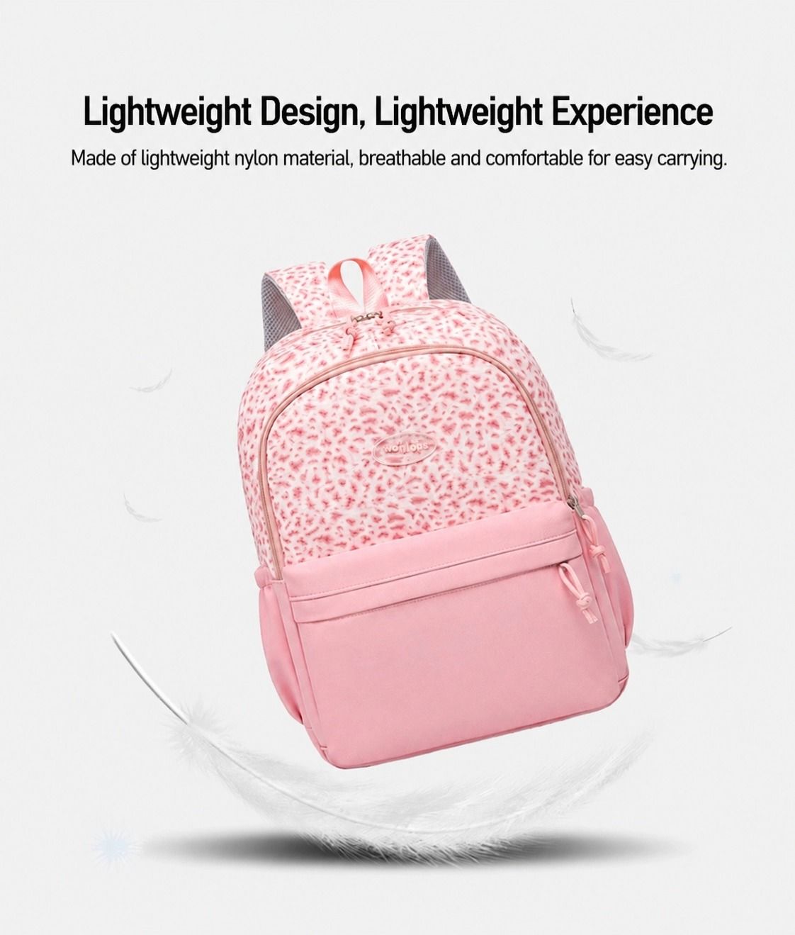 Pink Leopard Print Water-Resistant Backpack, Lightweight with Large Capacity, Laptop Compartment Included, Essential for Commuting and Campus./pink - Image 3