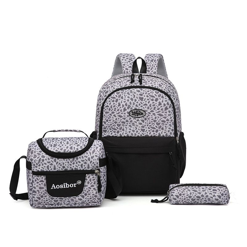 black Leopard Print Water-Resistant Backpack, Lightweight with Large Capacity, Laptop Compartment Included, Essential for Commuting and Campus.&black - Image 1