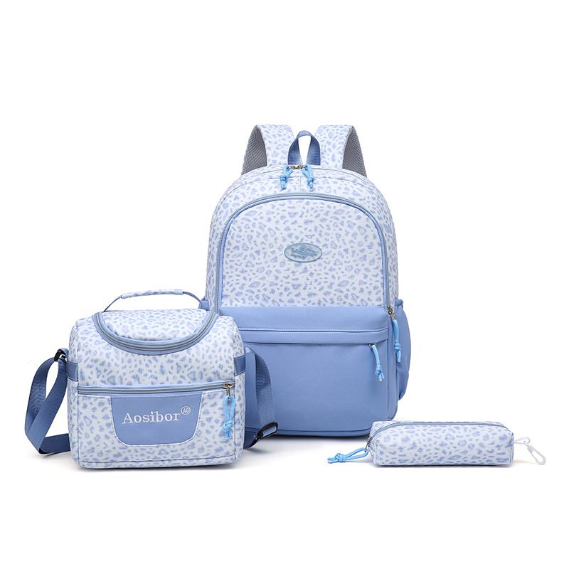 Leopard Print Water-Resistant Backpack(BLUE), Lightweight with Large Capacity, Laptop Compartment Included, Essential for Commuting and Campus./BLUE - Image 1
