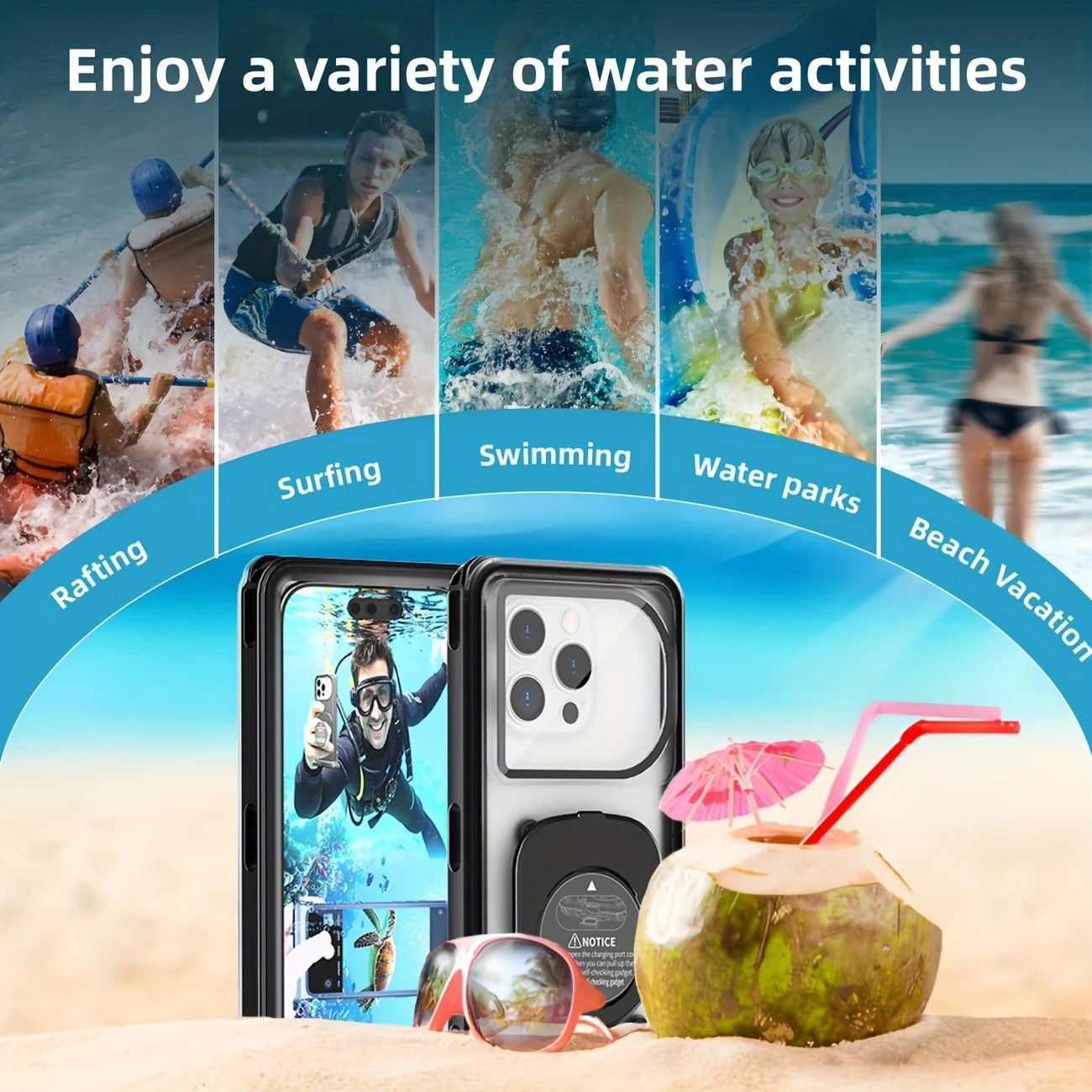 Newly Upgraded IPX8 Diving Phone Case, 15m Waterproof, 6.9-inch Universal, Surfing Swimming Underwater Photography, Shockproof and Scratch-Resistant.light GREEN - Image 8